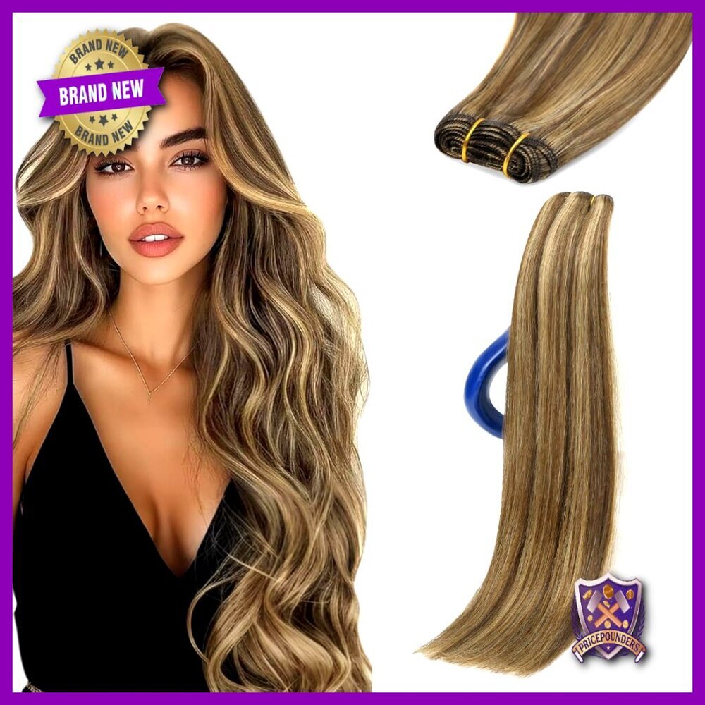 Human Hair Weft Extensions 18 Inch Sew In Premium Remy Double Weft Design